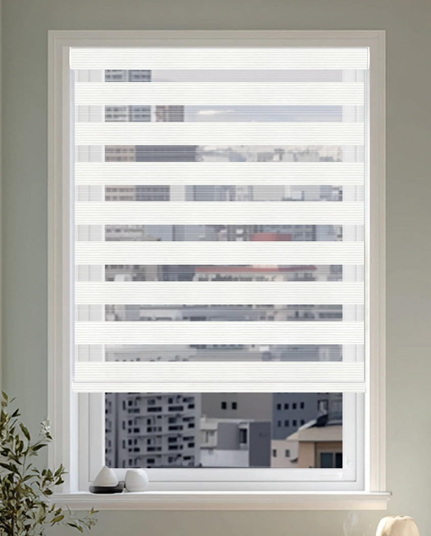 Aspen Snow Light Filtering Zebra Shade