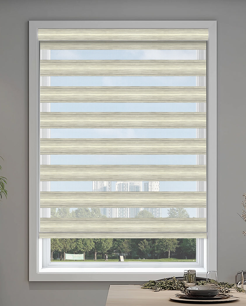 Curacao Beige Gray Light Filtering Zebra Shade