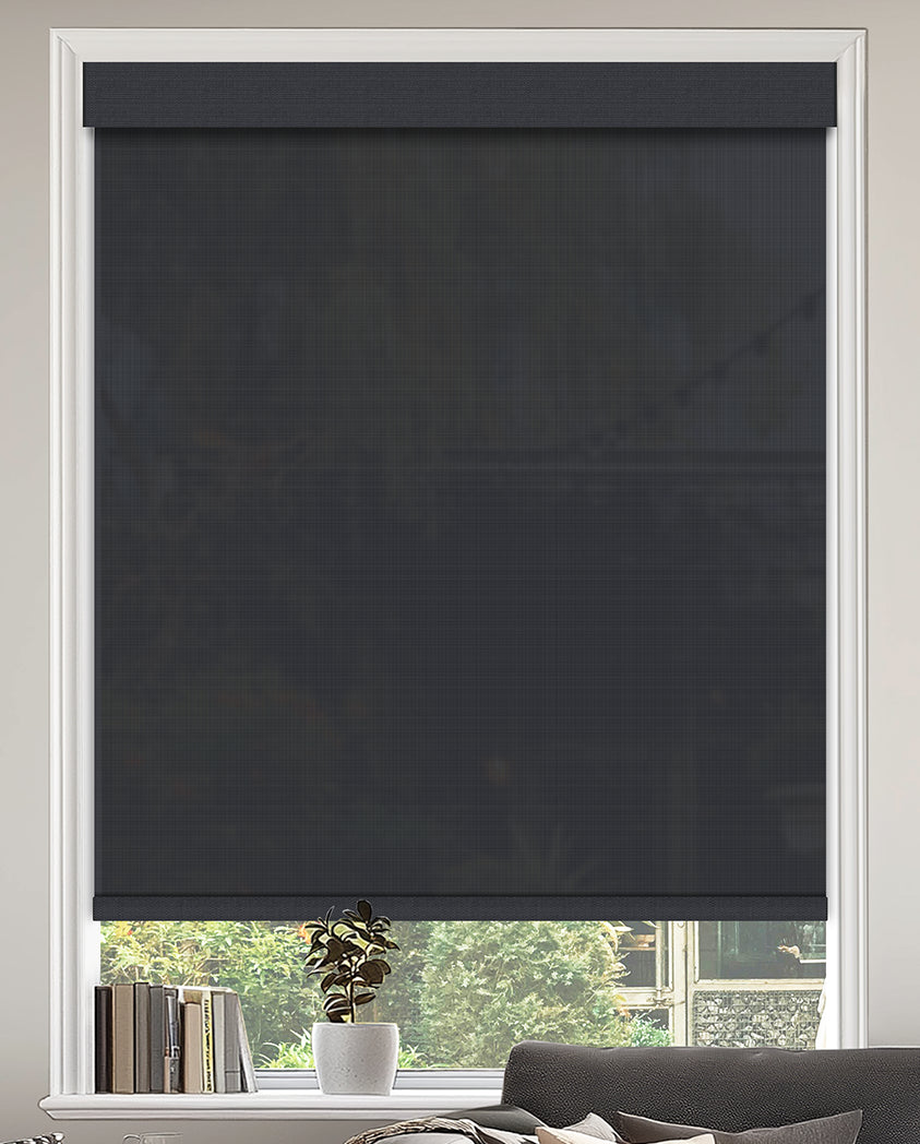 Opio Dark Gray 1% Openness Solar Screen Semi Sheer Roller Shades