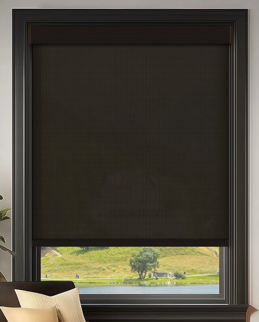 Opio Brown 1% Openness Solar Screen Semi Sheer Roller Shades