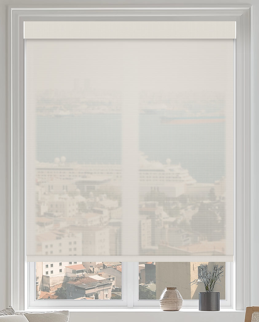 Cartel White 10% Openness Solar Screen Semi Sheer Roller Shades