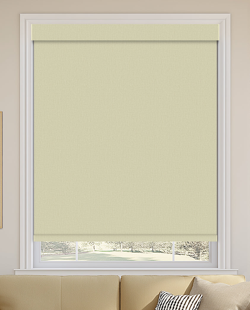Shelley Cream Flame Retardant Blackout Roller Shades