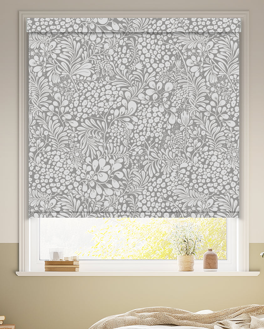 Summer Berry Grey Blackout Roller Shades