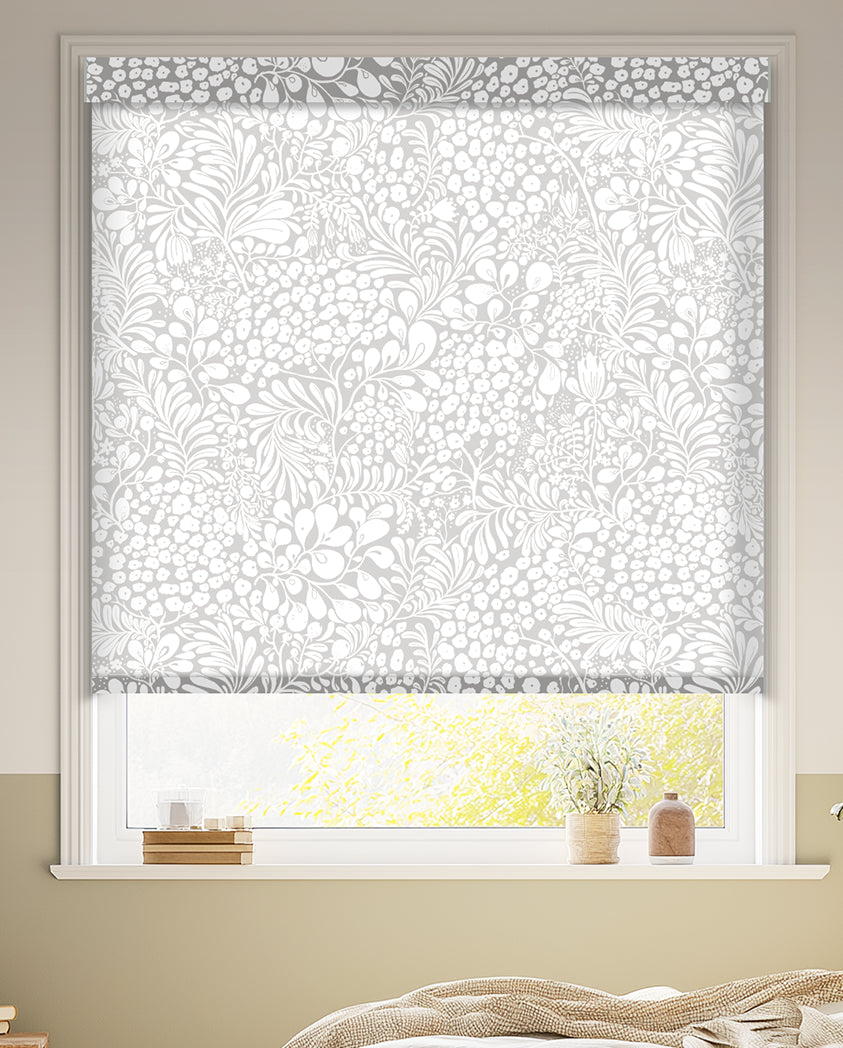 Summer Berry Grey Light Filtering Roller Shades