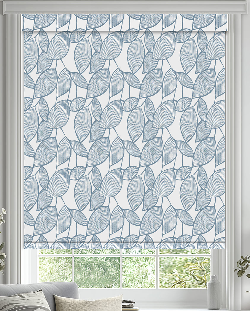 Weeping Leaf Blue Blackout Roller Shades
