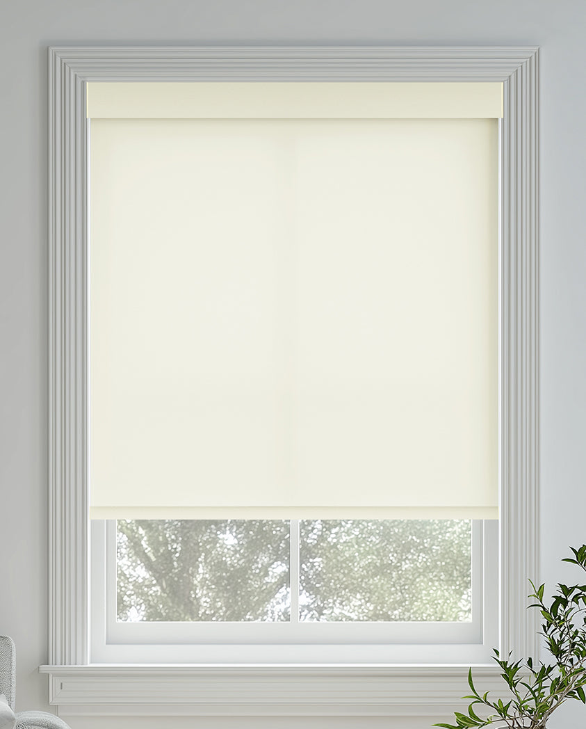 Tam Cream Flame Retardant Light Filtering Roller Shades