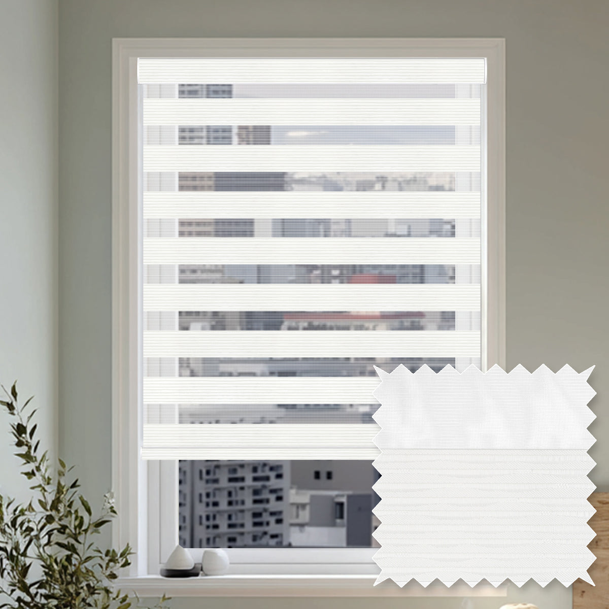Aspen Snow Light Filtering Zebra Shade