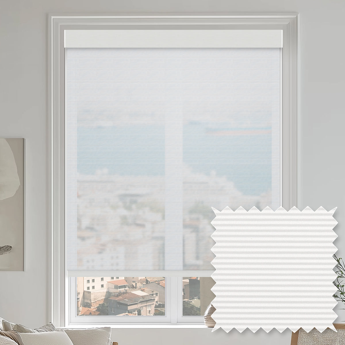 Bellevue Snow Flame Retardant Sheer Roller Shades