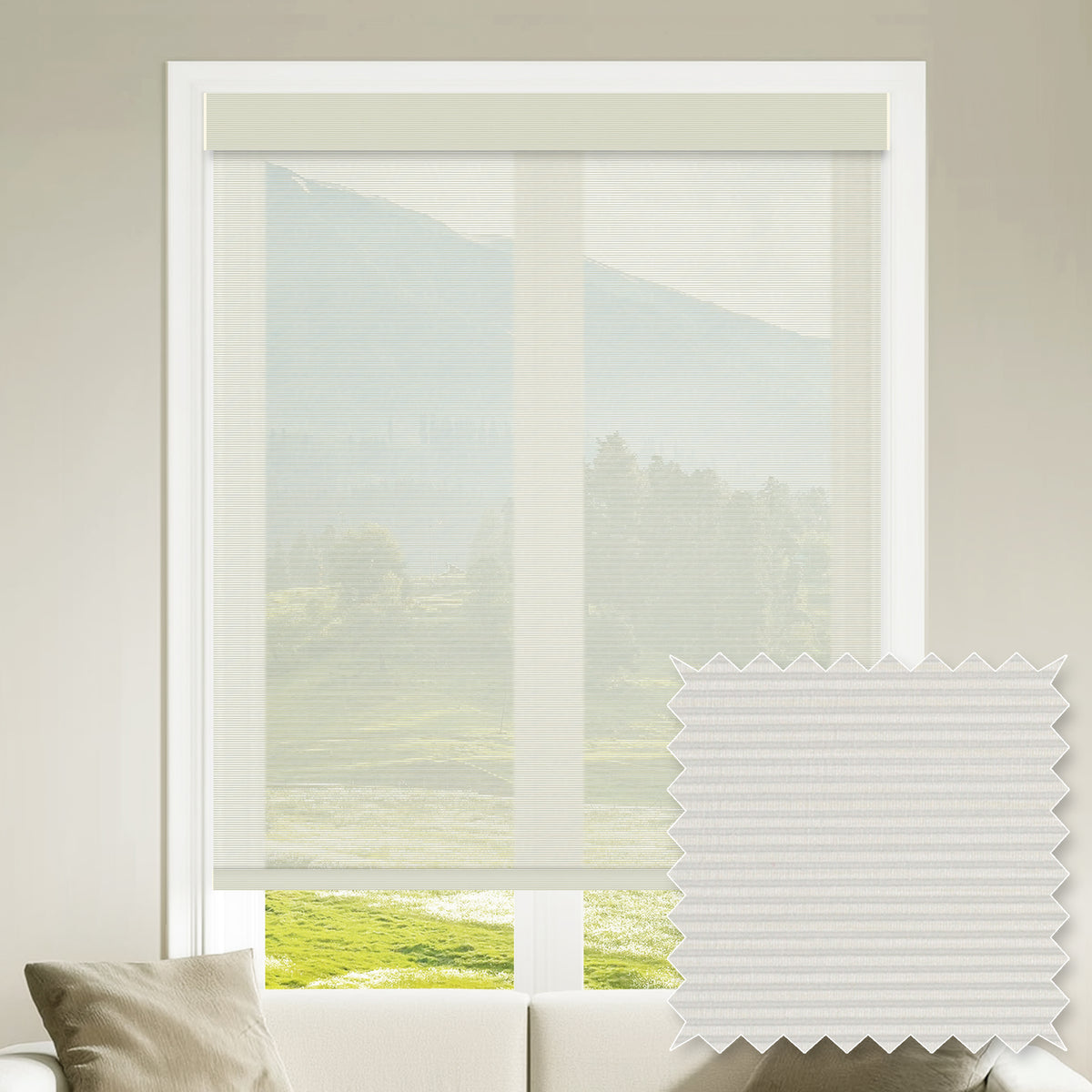Bellevue Cream Flame Retardant Sheer Roller Shades