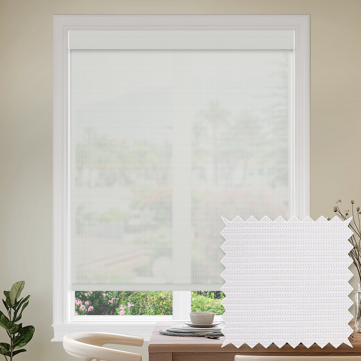 Benwick Snow Flame Retardant Sheer Roller Shades