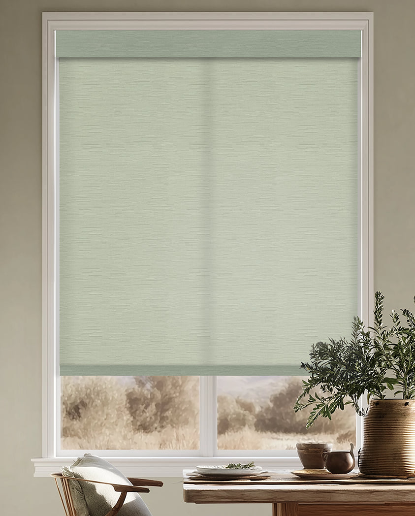 Bellis Mint Light Filtering Roller Shades