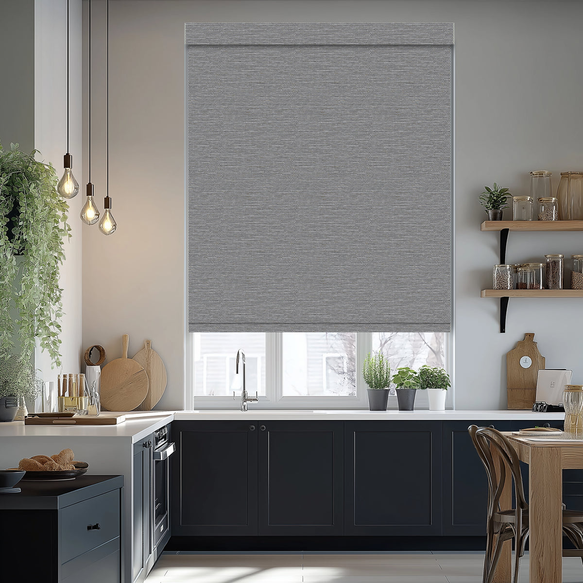 Euler Linen Peppercorn Blackout Roller Shades