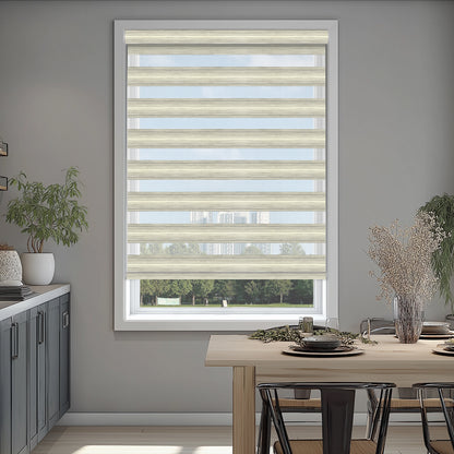 Curacao Beige Gray Light Filtering Zebra Shade
