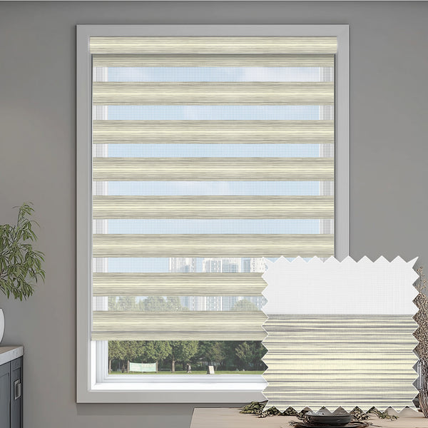 Curacao Beige Gray Light Filtering Zebra Shade