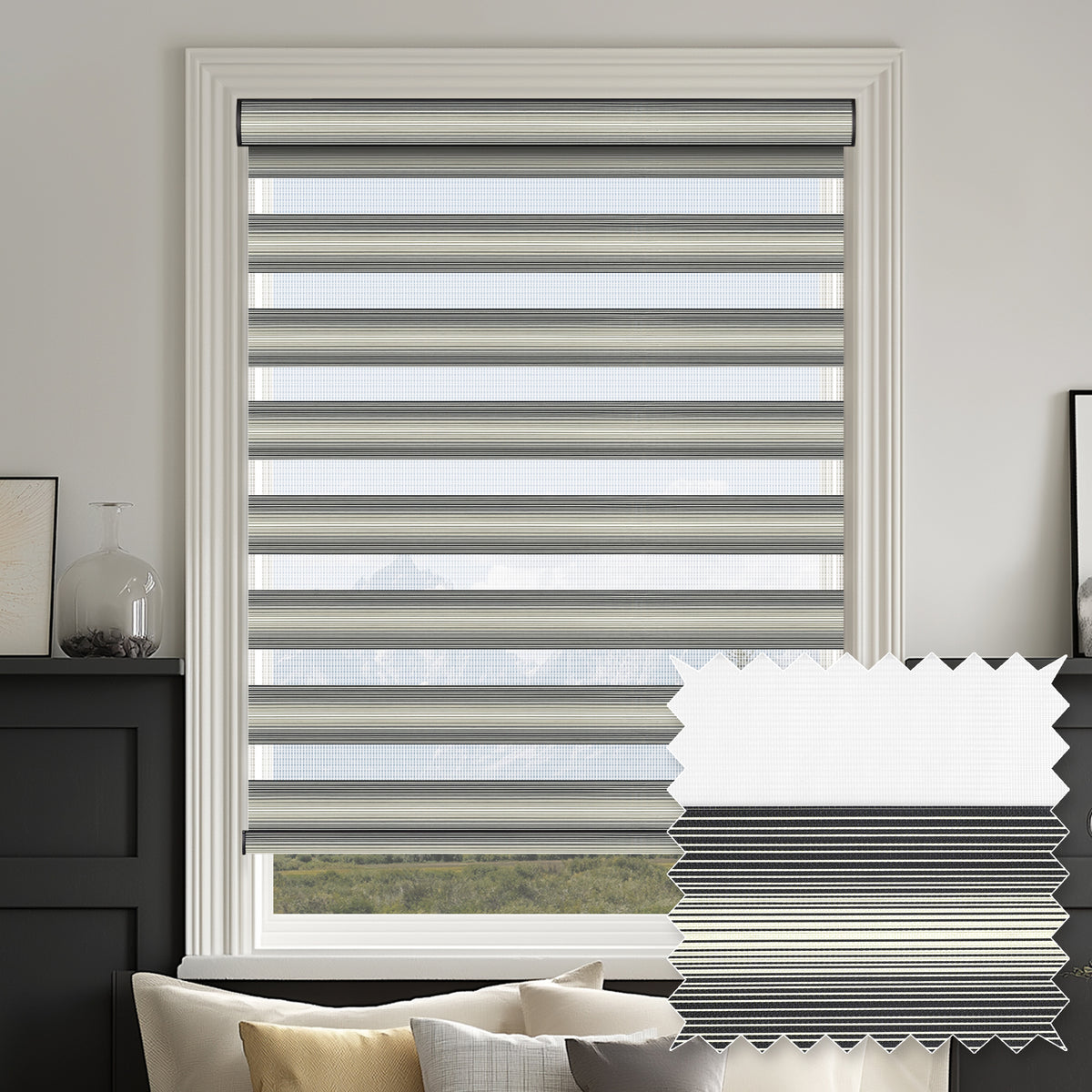 Curacao Onyx Light Filtering Zebra Shade