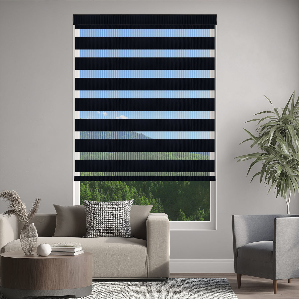Duran Black Blackout Zebra Shade