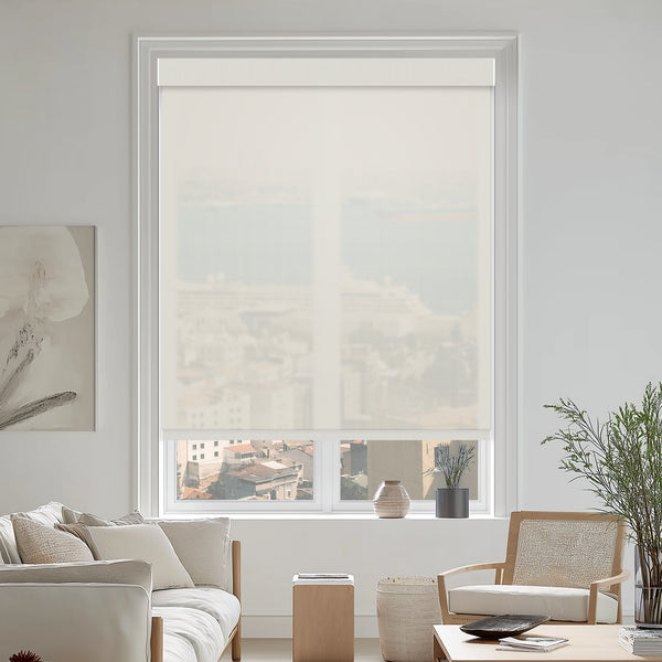Riccio White 5% Openness Flame Retardant Sheer Solar Shades