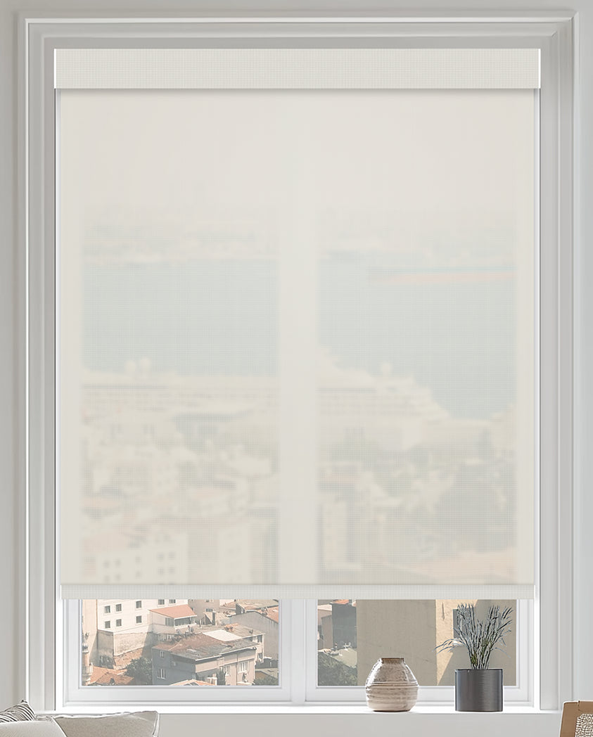 Riccio White 5% Openness Flame Retardant Sheer Solar Shades