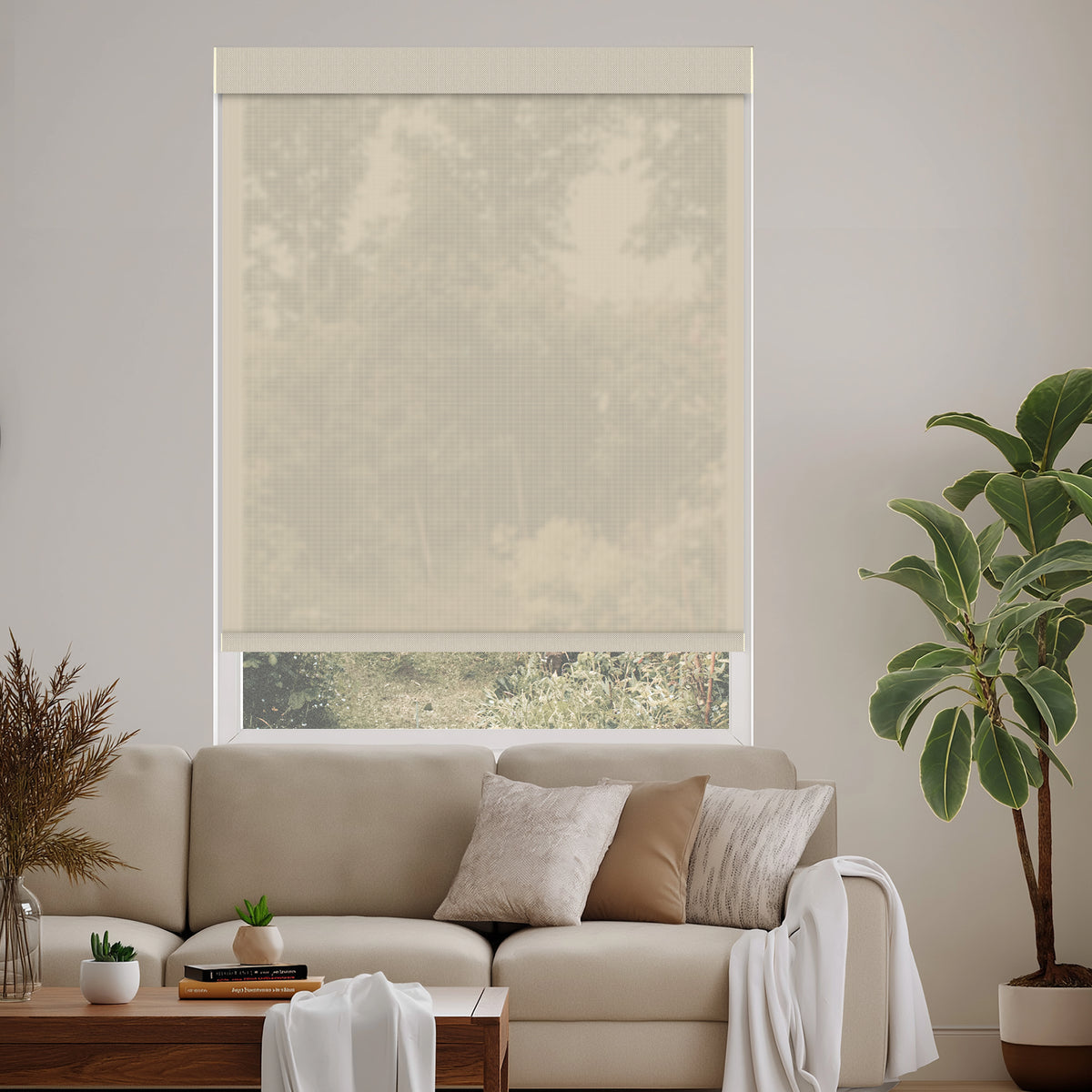 Riccio Beige 5% Openness Flame Retardant Sheer Solar Shades