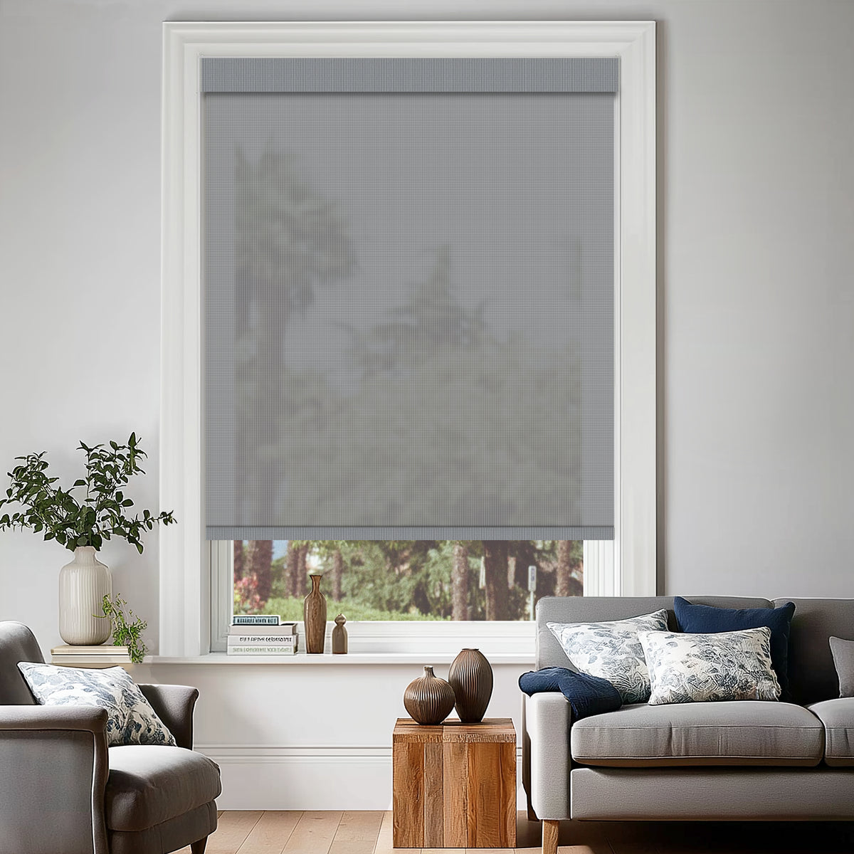 Riccio Light Gray 5% Openness Flame Retardant Sheer Solar Shades