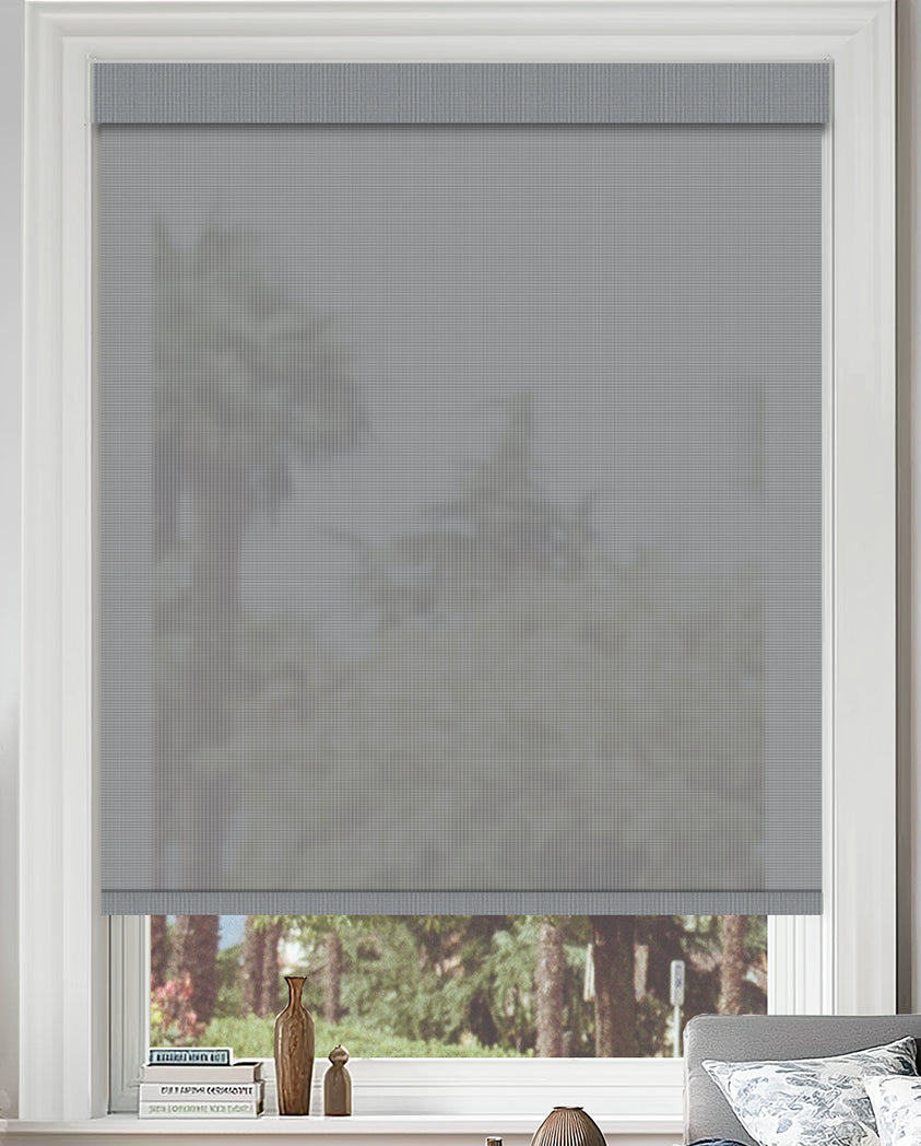 Riccio Light Gray 5% Openness Flame Retardant Sheer Solar Shades
