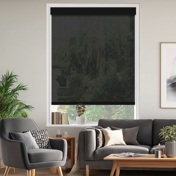 Riccio Black 5% Openness Flame Retardant Sheer Solar Shades