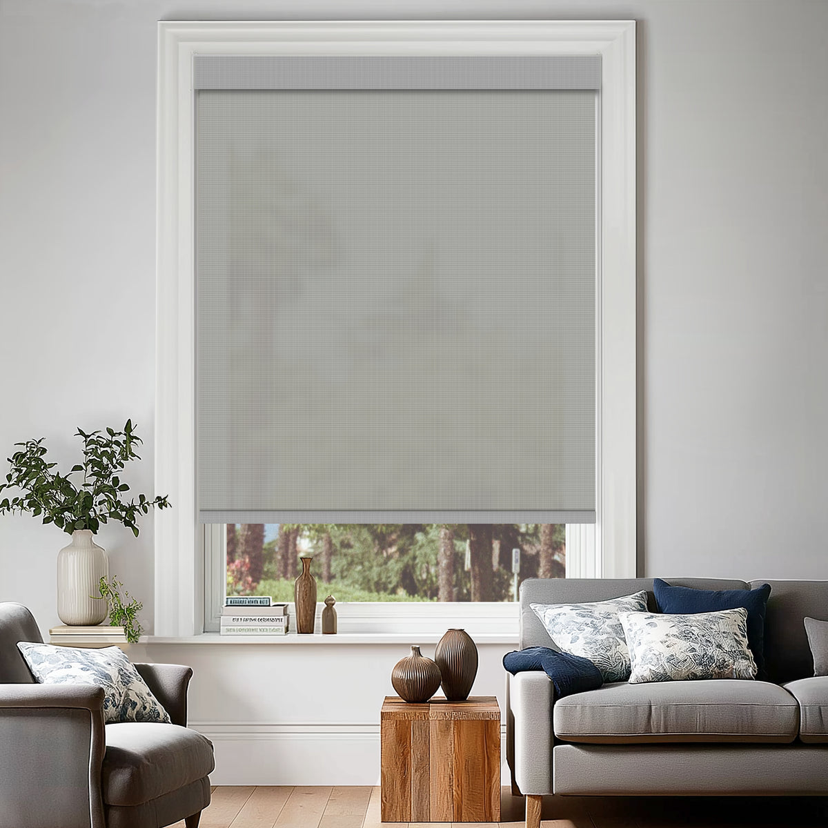 Riker Light Gray 3% Openness Flame Retardant Sheer Solar Shades