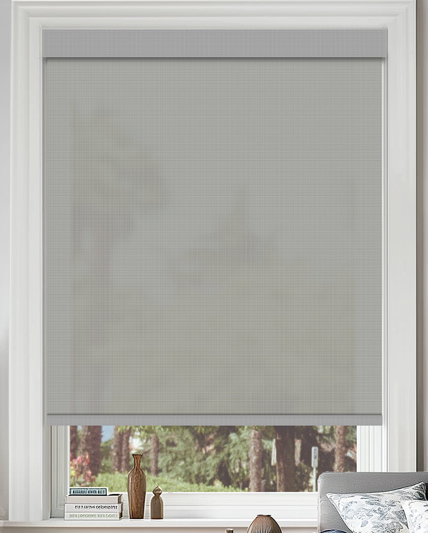 Riker Light Gray 3% Openness Flame Retardant Sheer Solar Shades