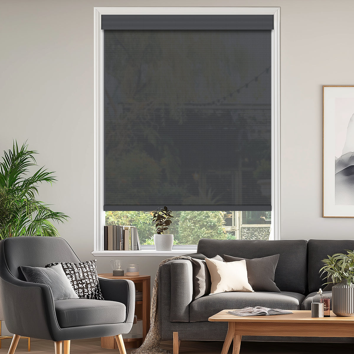 Riker Dark Gray 3% Openness Flame Retardant Sheer Solar Shades