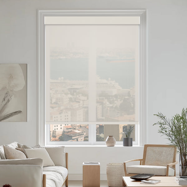 Cartel White 10% Openness Solar Screen Semi Sheer Roller Shades