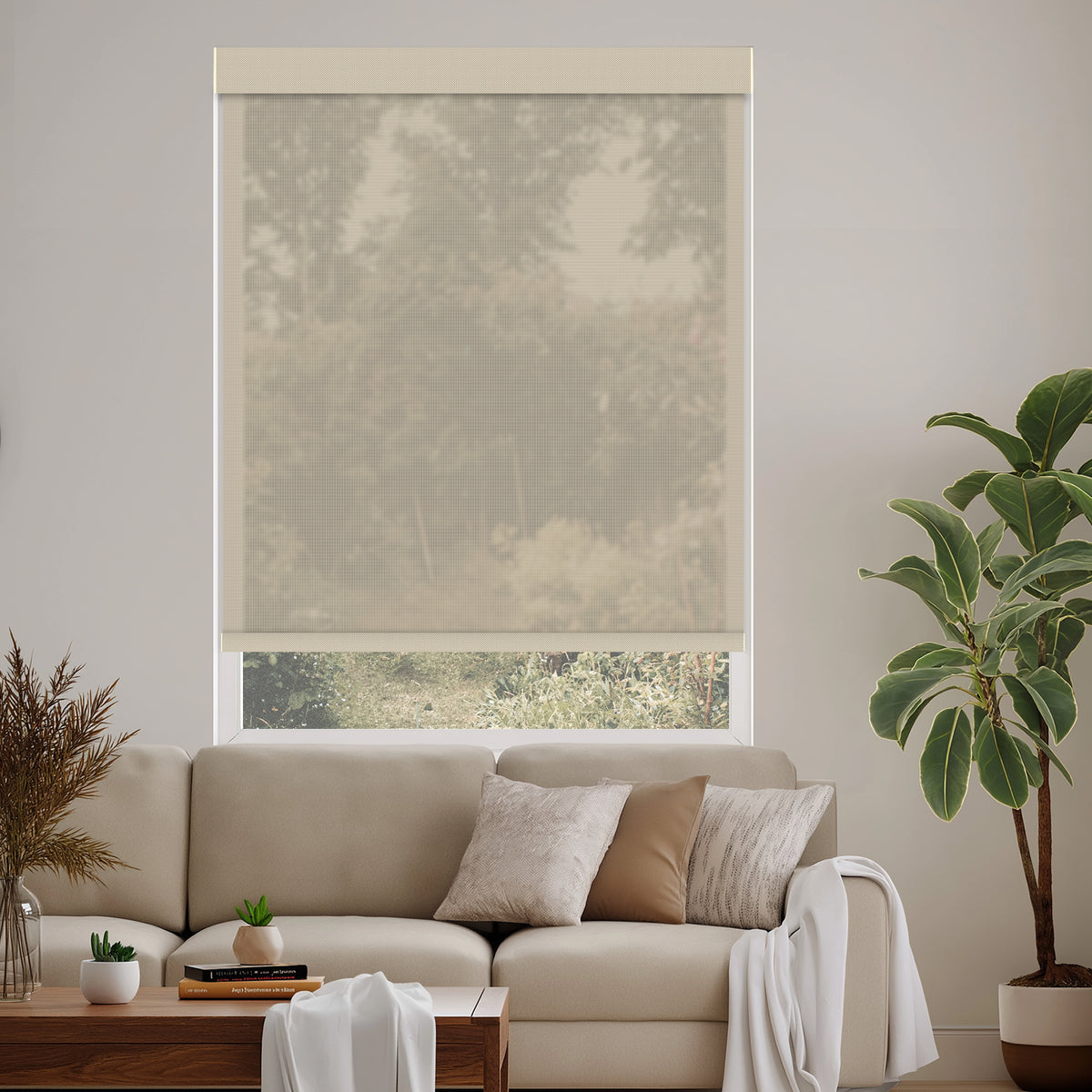 Cartel Beige 10% Openness Solar Screen Semi Sheer Roller Shades