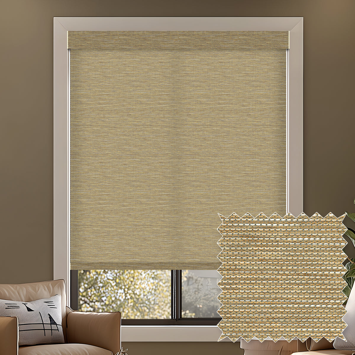 Euler Linen Sand Light Filtering Roller Shades