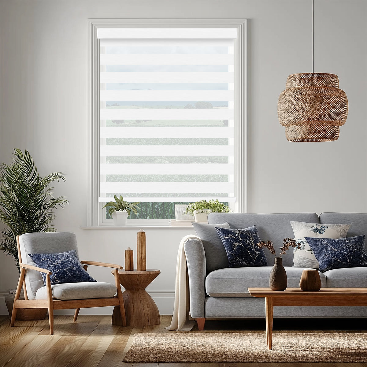 Grande Bright White Light Filtering Zebra Shade