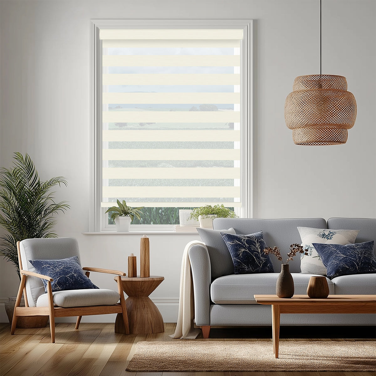 Grande Cream Light Filtering Zebra Shade