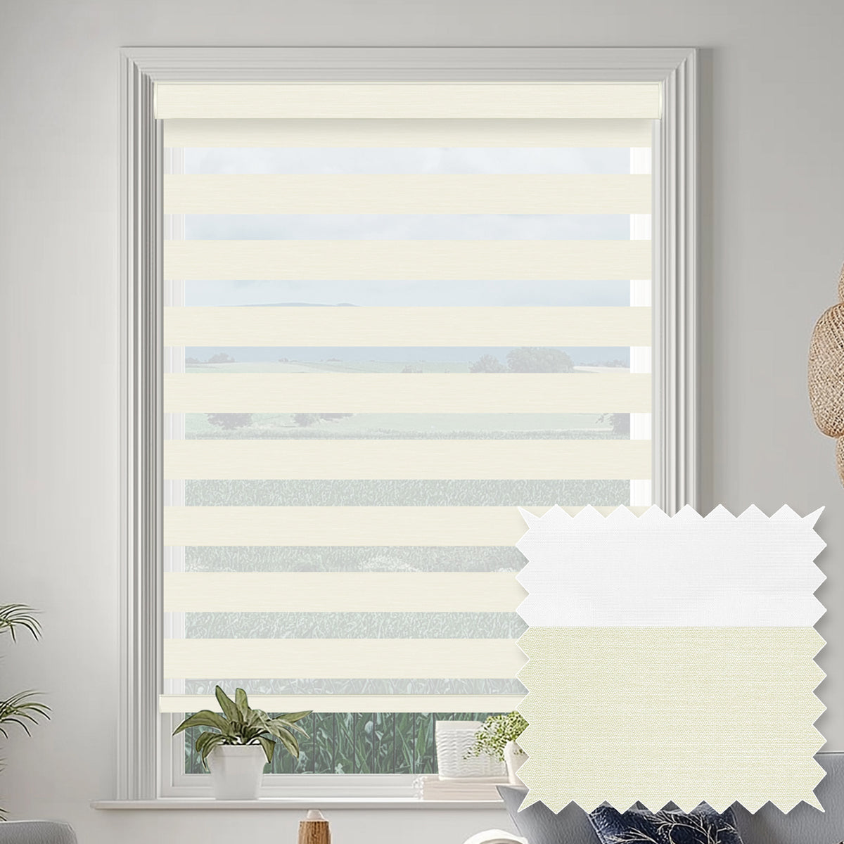 Grande Cream Light Filtering Zebra Shade