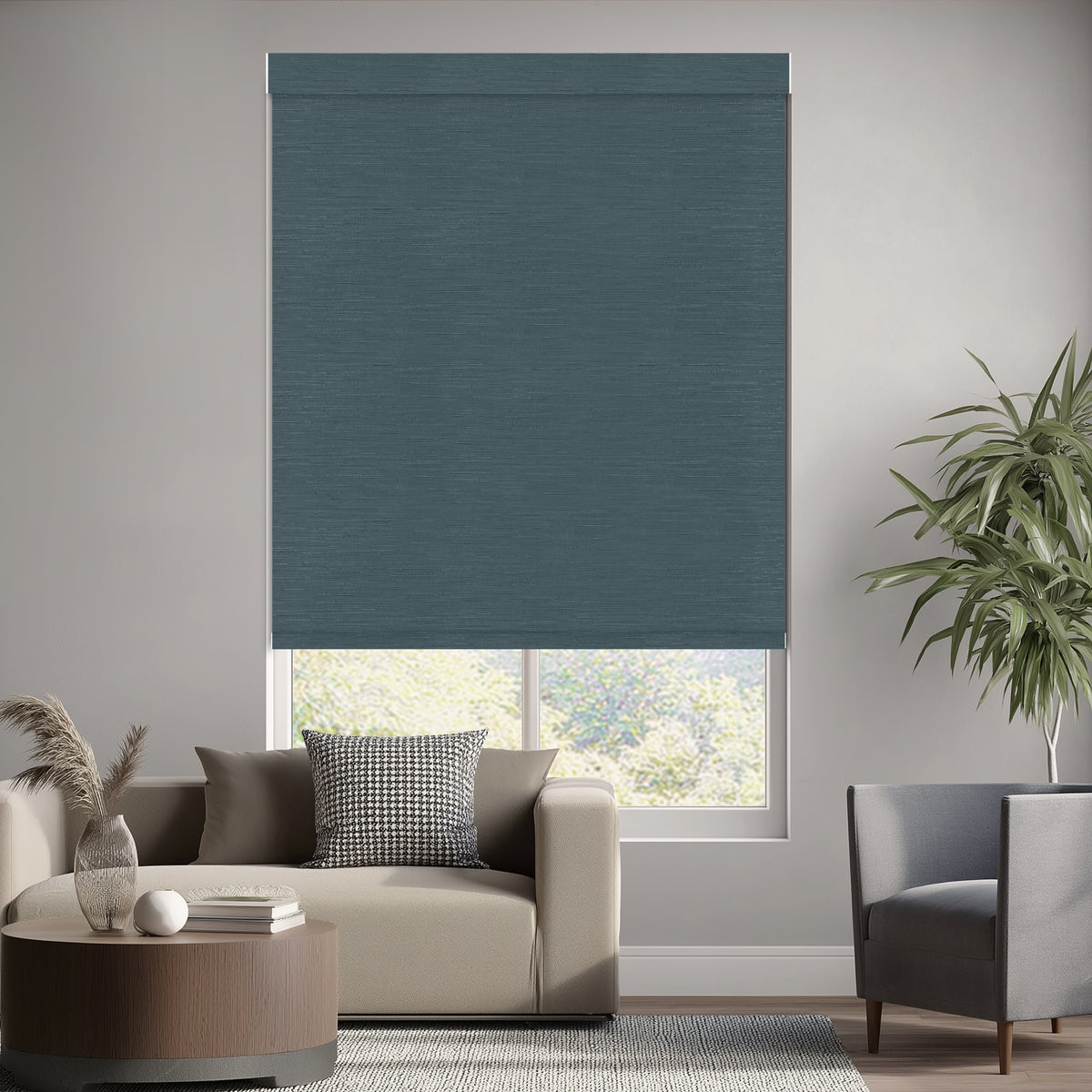 Hinton Denim Flame Retardant Blackout Roller Shades