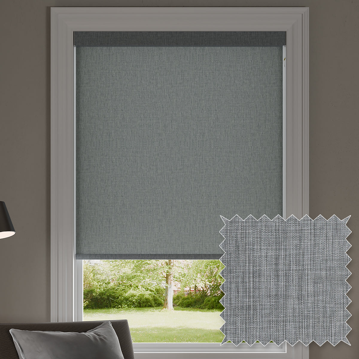 Jensen Navy Light Filtering Roller Shades