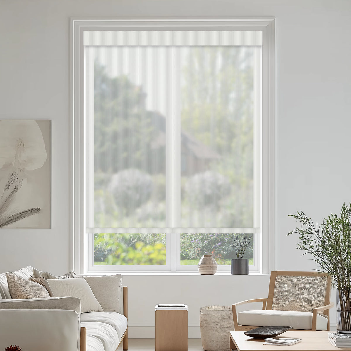Kewen Snow Flame Retardant Sheer Roller Shades