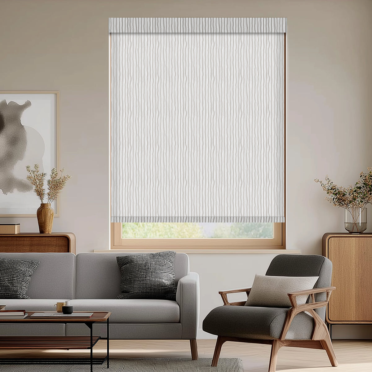 Luers Grey Light Filtering Roller Shades