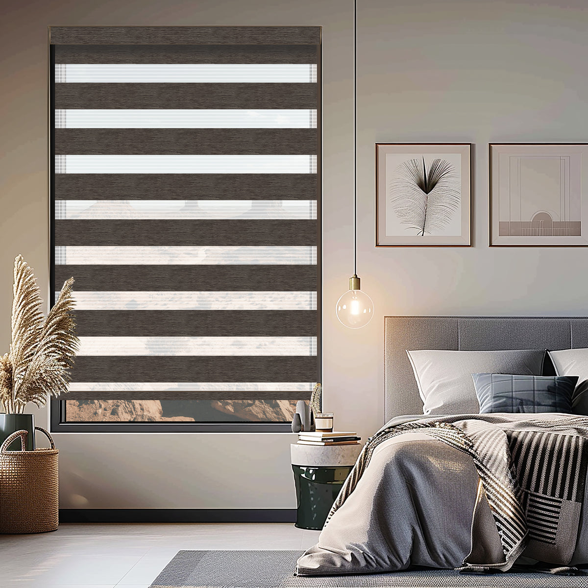 Noam Sandalwood Light Filtering Zebra Shade