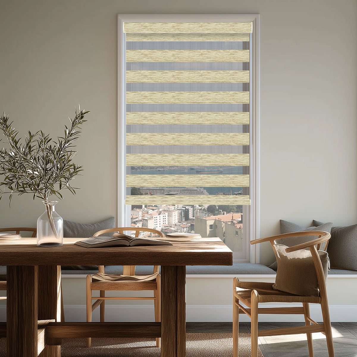 Pollux Champagne Light Filtering Zebra Shade