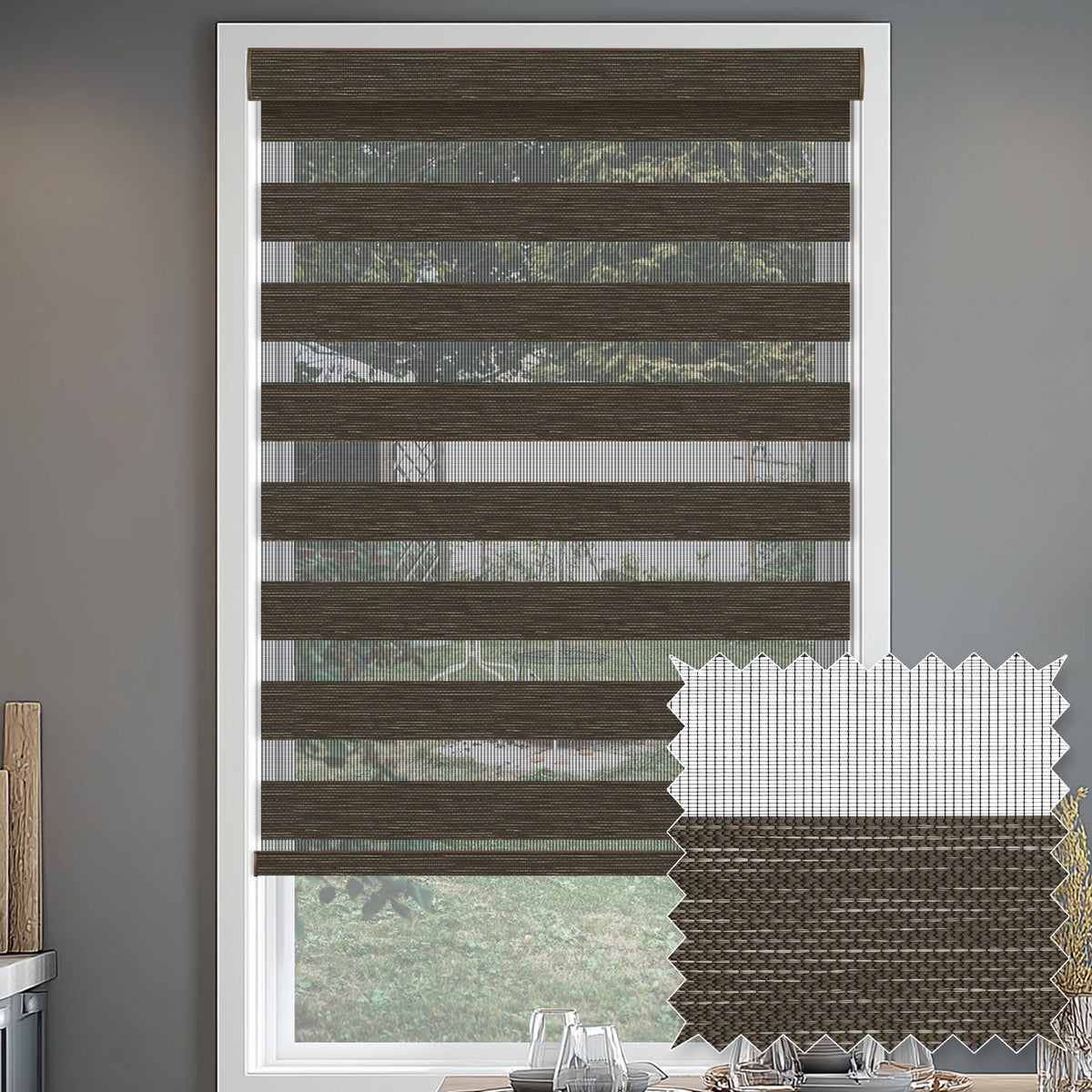 Pollux Sandalwood Light Filtering Zebra Shade