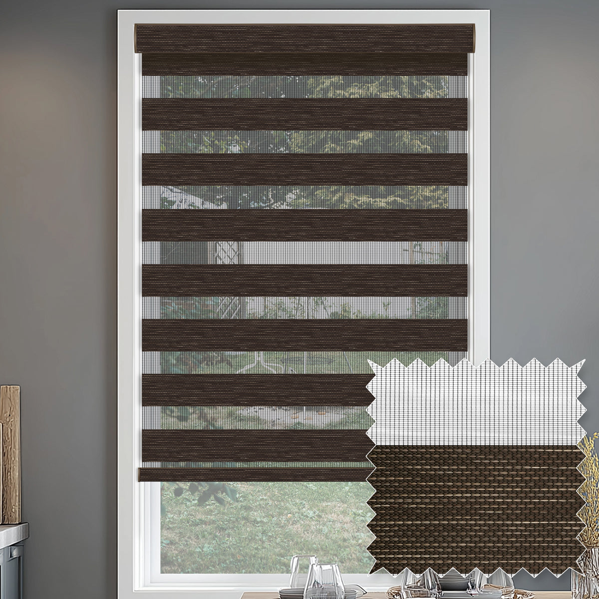Pollux Chocolate Light Filtering Zebra Shade