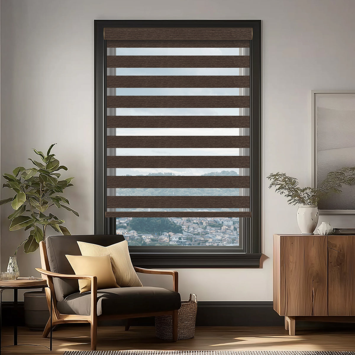 Rasch Chocolate Light Filtering Zebra Shade