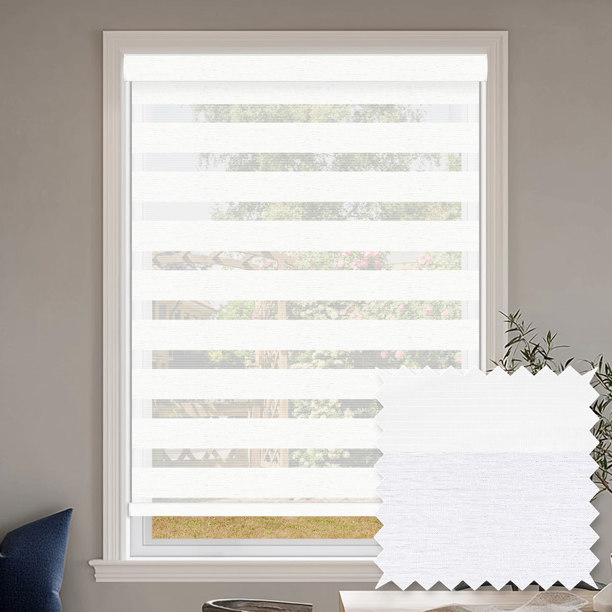 Rosier Bright White Light Filtering Zebra Shade