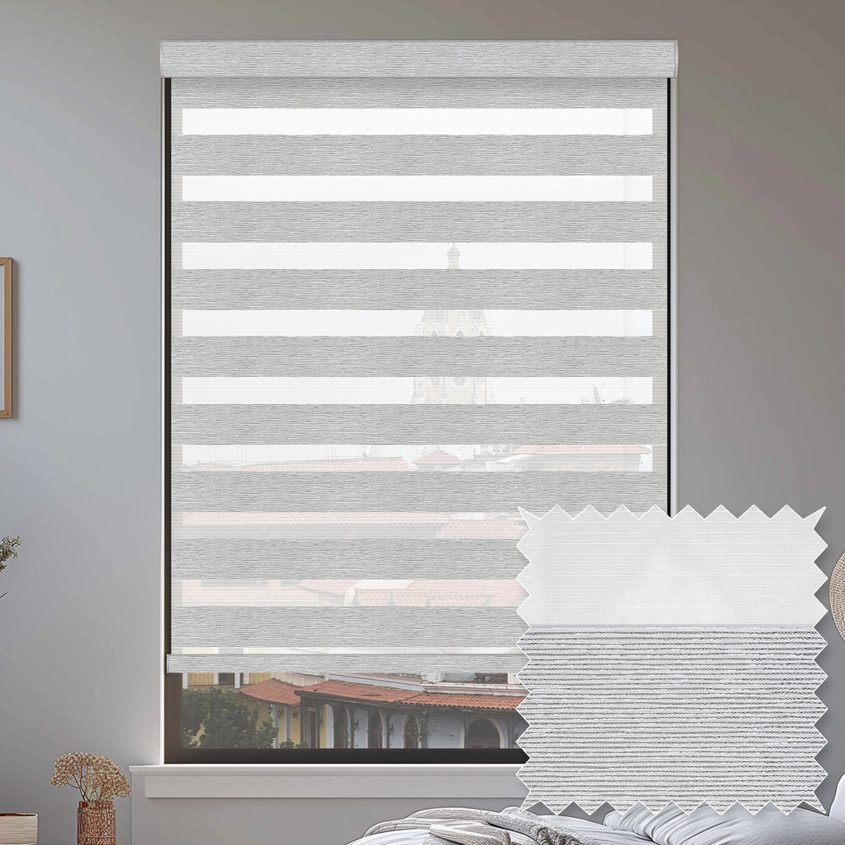 Rosier Silver Light Filtering Zebra Shade