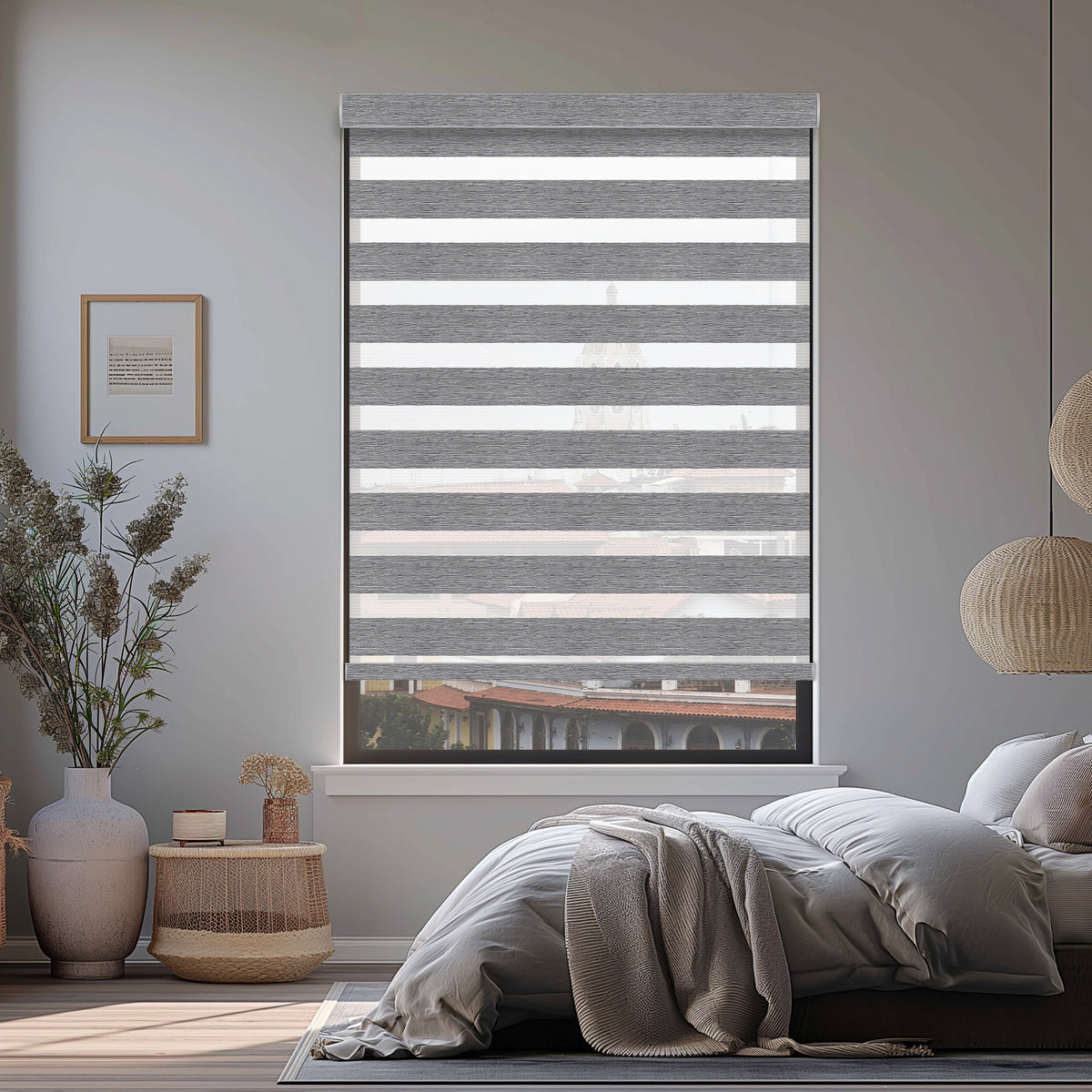 Rosier Steel Light Filtering Zebra Shade