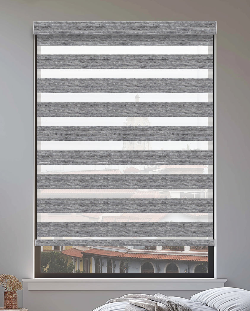 Rosier Steel Light Filtering Zebra Shade