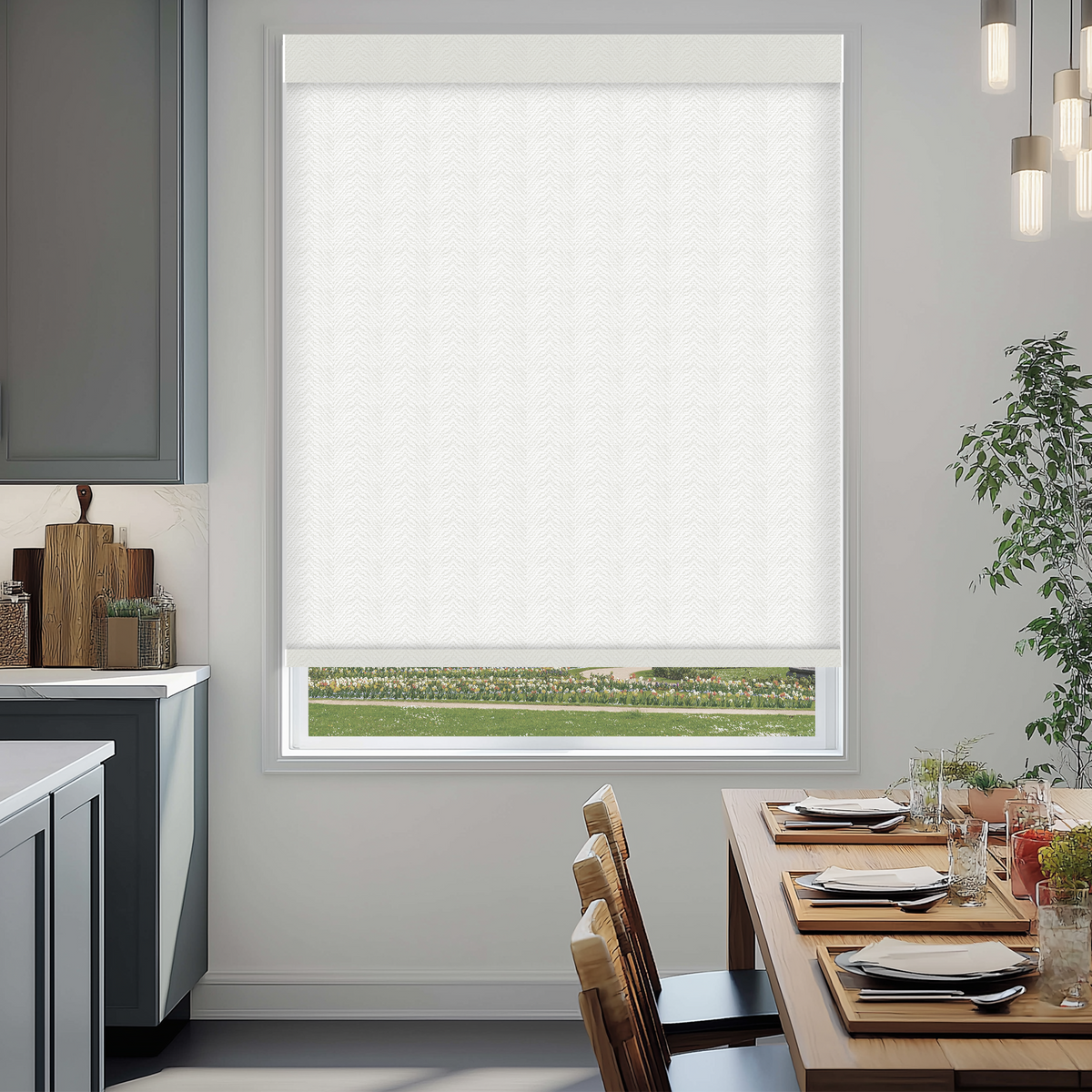Ridge Snow Light Filtering Roller Shades