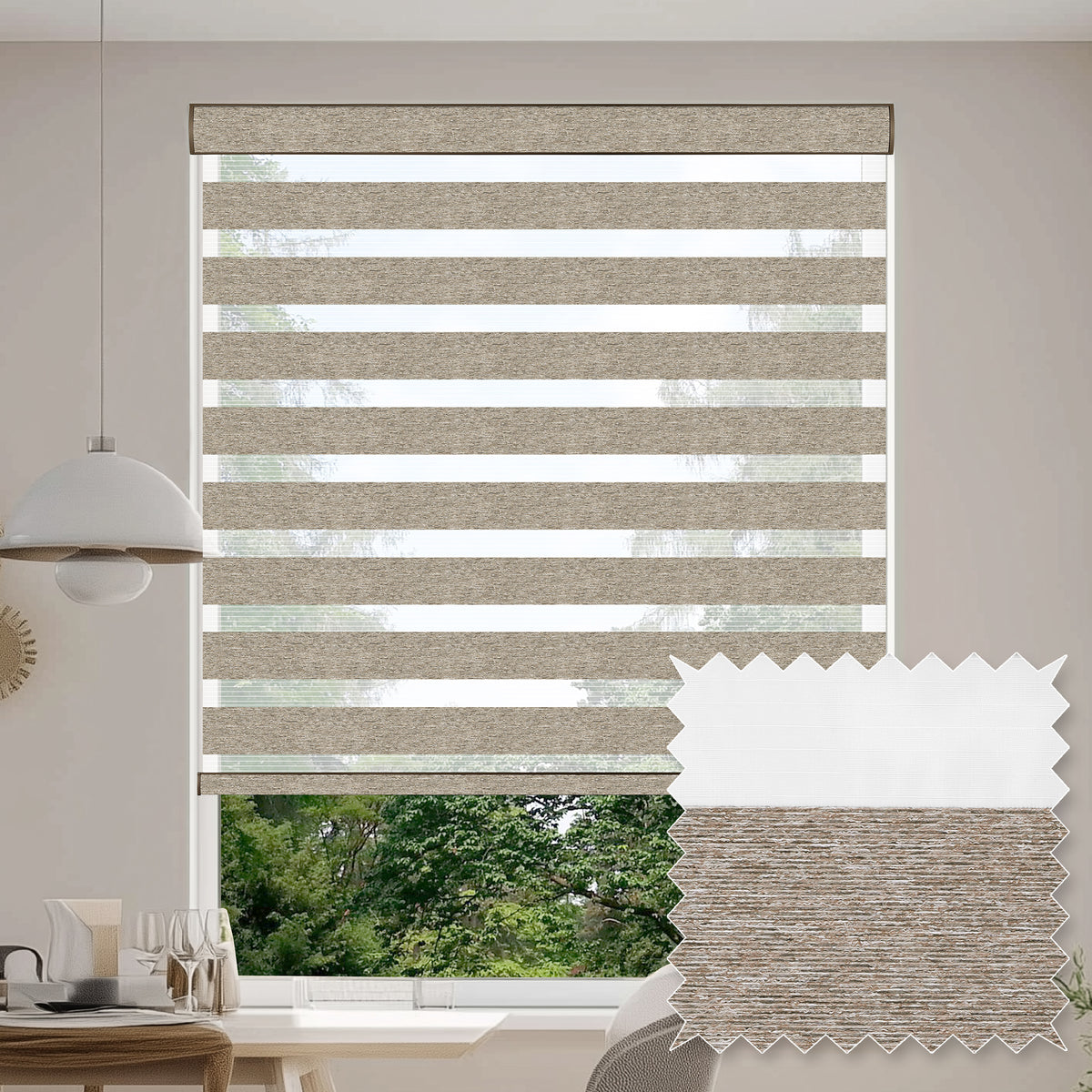 Rimini Mocha Light Filtering Zebra Shade